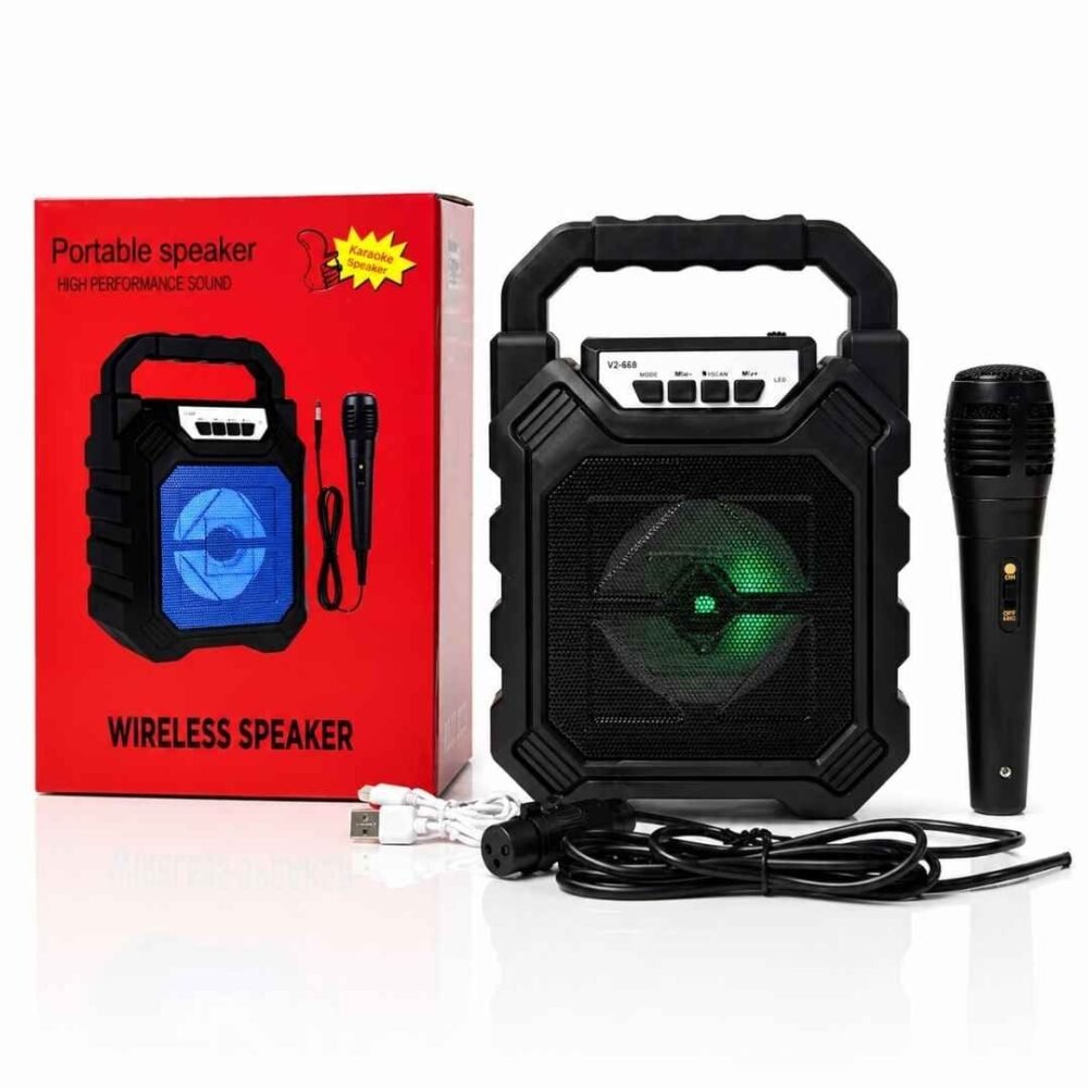 Altavoz Bluetooth Portátil con Micrófono Inalámbrico y Luces LED – Parlante para Karaoke, Eventos y Fiestas. Altavoz LED de Escenario para Exteriores Ideal para Karaoke