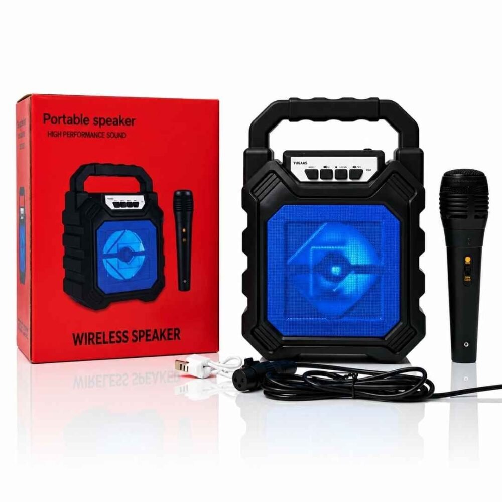 Altavoz Bluetooth Portátil con Micrófono Inalámbrico y Luces LED – Parlante para Karaoke, Eventos y Fiestas Altavoz LED de Escenario para Exteriores Ideal para Karaoke