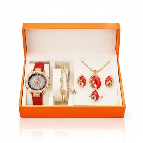 Set de Reloj + Aretes para Mujer Elegante Ideal para Regalo Conjunto Femenino Reloj y Pendientes Estilo Moderno