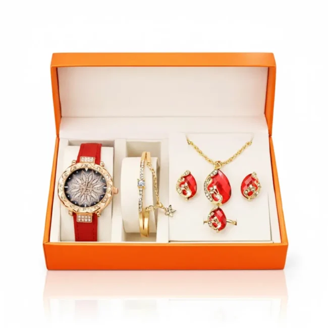Set de Reloj + Aretes para Mujer Elegante Ideal para Regalo Conjunto Femenino Reloj y Pendientes Estilo Moderno