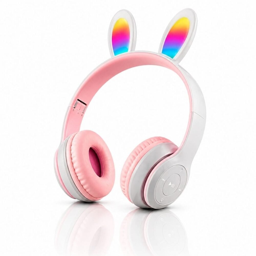 Audífonos Inalámbricos Bluetooth con Orejas de Conejo LED – Diseño Infantil, Cómodos y Recargables Audífonos inalámbricos con orejas de conejo