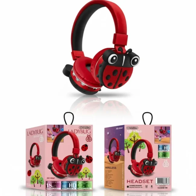 Audífonos Inalámbricos para Niños Diseño Mariquita Bluetooth Auriculares para niños, inalámbricos