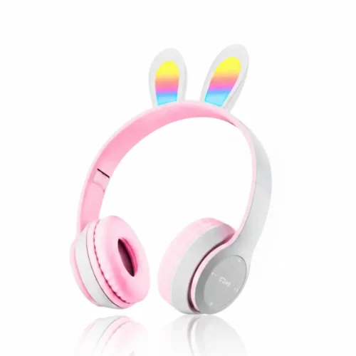Audífonos Recargables con Orejas de Conejo y LED Diseño Infantil Auriculares inalámbricos con orejas de conejo