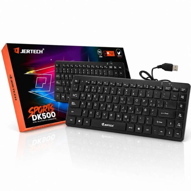 Teclado Compacto USB JERTECH DK500 – Diseño Slim, Cómodo y Preciso Teclado Inalámbrico Jertech DK500 2.4G para PC