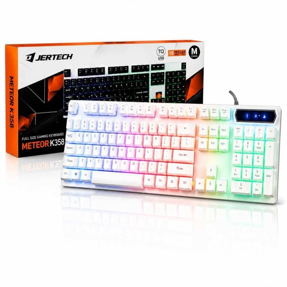 Teclado Gamer Jertech K358 RGB 🌈 – Iluminación LED, Tamaño Completo y Alto Rendimiento para PC Teclado Gamer Jertech K358 LED para PC