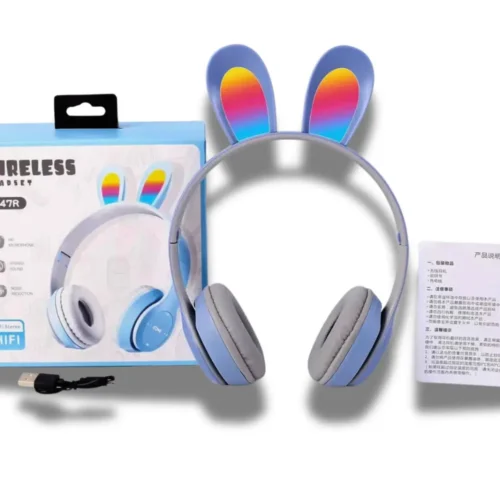 Auriculares inalámbricos con orejas de conejo y luz Led