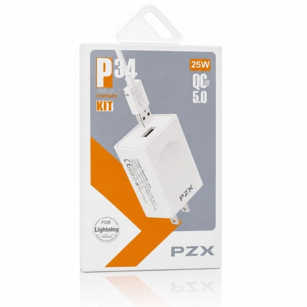 Cargador 25W PZX Carga Rápida iPhone y Android con Cable