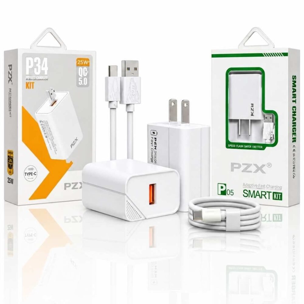 Cargador 25W PZX Carga Rápida iPhone y Android con Cable