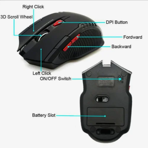 Ratón Gaming Profesional 1600DPI  Inalámbrico 2.4G 6 Botones - Imagen 4