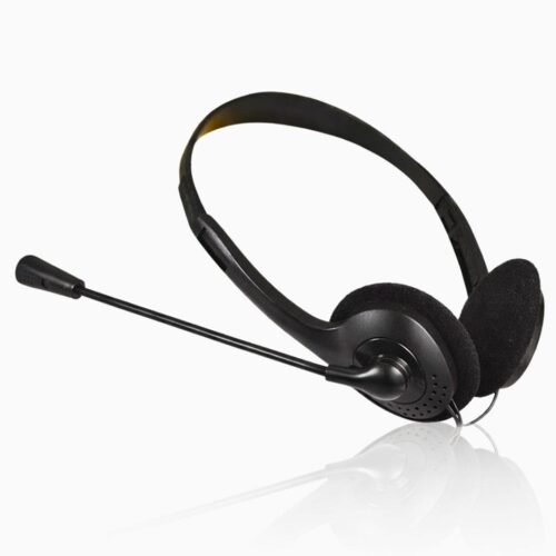 Diadema Liviana con Micrófono Flexible – Perfecta para Trabajo y Estudio Audífonos de Diadema con Micrófono Cableado