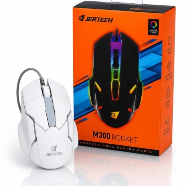 Mouse Gamer USB Ergonómico con Cable Alta Precisión Mouse Gamer JERTECH M300 RGB Blanco USB Ergonómico
