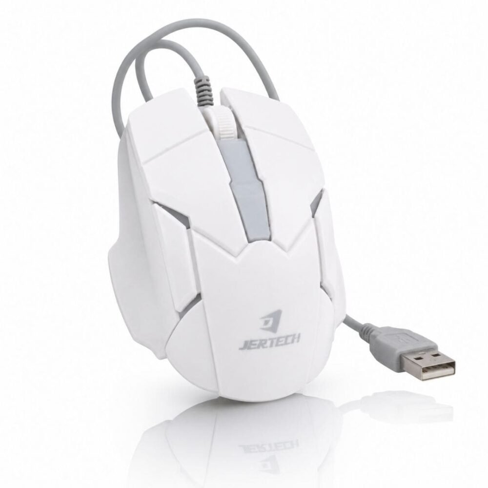 Mouse Gamer JERTECH M300 RGB Blanco USB Ergonómico